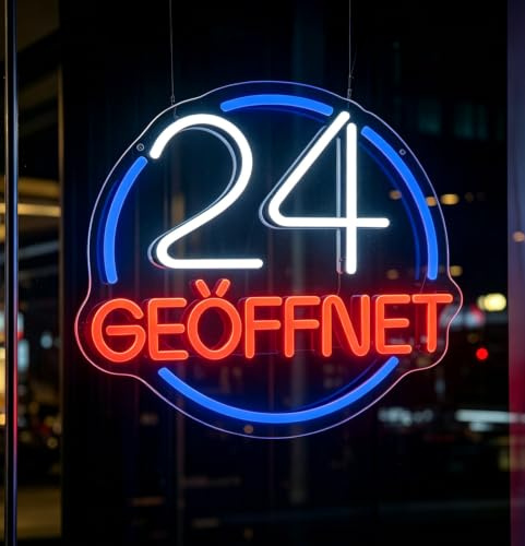 Insegna al neon 24 APERTO Insegna LED Open per parete Open 24 ore Insegna luminosa Scritta al neon Dimmerabile Alimentata USB per negozi caffetteria farmacia supermercato hotel negozio notturno