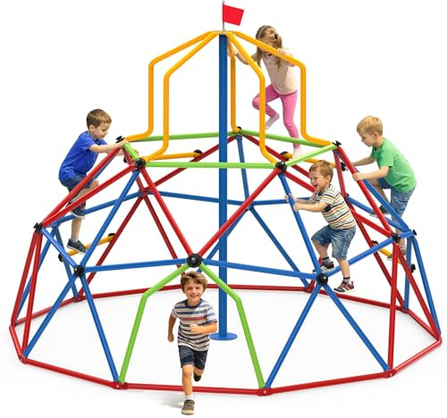 Zupapa 10FT Kids Climbing Dome Tower, Outdoor Jungle Gym for Kids with Climbing Grip - Geometric Dome Climber Supports 1200LBS Outdoor Playset and Easy Assembly Outdoor Play Equipment