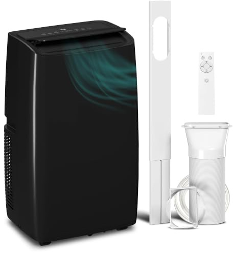 HOMCOM Portable Air Conditioner 14000 BTU 4-in-1 40m² Black | Air Conditioning Unit, Cooling, Fan, Sleep Mode, 2 Speeds, Remote, LED Display, 24H Timer, Window Kit, Child Lock