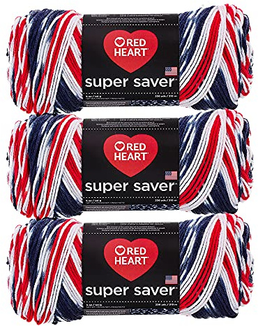 Bulk Buy: Red Heart Super Saver Yarn: Pack of 3 Balls-Americana