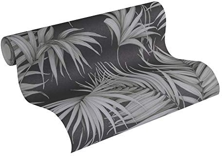 Michalsky Living Dream Again 365053 36505-3 Papier peint intissé Motif palmiers Aspect jungle Noir/gris 10,05 x 0,53 m Fabriqué en Allemagne