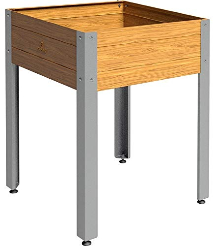 Suinga Pflanztisch aus verzinktem Stahl in Holzoptik. Länge 72 cm x Breite 72 cm x Höhe 90 cm. Modell Amsterdam hergestellt aus Produkten für 134 Liter Substrat oder Dünger.