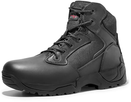 NORTIV 8 Stivali da Lavoro Tattici Militari da Uomo Stivali da Combattimento da Moto in Pelle,Size 42,Nero,Alloy