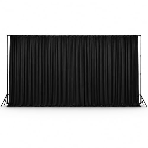 Trimming Shop Telón de Fondo Cortina 3x6m Fotografía Cortinas Desmontable Liso Hielo Seda Plisado Telón de Fondo Cortinas para Etapa Navidad Decoración Fiesta Boda Cumpleaños Novia Ducha, Negro