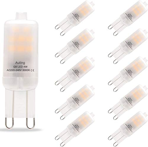 Lampadine led G9 2w, Lampadina G9 LED Bianco Caldo 3000k,200 Lumen，AC220-240V, Angolo a fascio 360 ° Non Dimmerabile, Lampadina Alogena di Ricambio 20W,10 pezzi