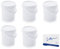 MARKESYSTEM Cubo HERMÉTICO Catering Pack de 5 X 1,18 litros - Cubos de Plástico con Tapa - Contenedores Apilables - Envasar Alimentos, Líquidos y Pinturas - Polipropileno Blanco + Kit Etiquetado