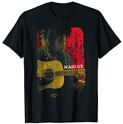 Bob Marley Official Coloured Guitar Pose T-Shirt