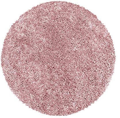 HomebyHome Teppich Rund Hochflor 160 cm Rund - Shaggy Teppich Wohnzimmer Rosa Extra Weich und Flauschig - Langflor Teppiche für Schlafzimmer, Küche, Flur - Carpet, Halı, Kilim
