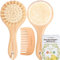 Baby Haarbürste & Baby Kamm Set - Baby Bürste mit weichen Ziegenborsten, Holz Babyhaarbürsten und Babykamm Set, Babybürste Neugeborene, Kleinkind, Säuglings Haarbürste, Wiegenkappe (Walnut)