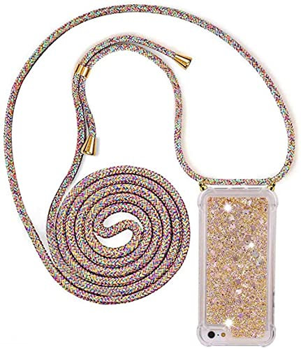 PekaTech Handykette für iPod Touch 5/6/7(2019), Glitzer Flüssig Bewegende Treibsand Hülle mit Band Umhängetaschen+Hüllen mit Umhängeband Handykordel mit Schutzhülle Stylische Kette mit Case