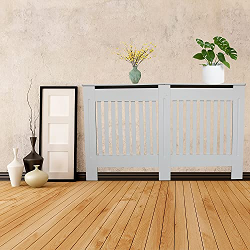 Radiator Cover Extra Large Modern Designs Radiator Covers White Vertical Horizontal Painted MDF Cabinet,Slats Grill Radiator Shelf,Heater Cover for Living Room Bedroom Office Hallway