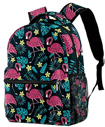 Lässige Rucksäcke Space Schultasche für Jugendliche Mädchen Jungen Aquarell Flamingo Schnecke Sonne Sommer Muster Buch Taschen Rucksack mit Flaschenhalter, Mehrfarbig 02,
