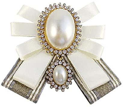 KABELIFE Schleife Brosche Damen Mädchen Schleifenbrosche Schleifen Mit Strass Schmuck Brosche Glitzer Kristalle (Weiß)