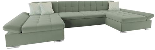 Mirjan24 Ecksofa Alia mit Regulierbare Armlehnen, 2 Bettkasten und Schlaffunktion, U-Form Eckcouch vom Hersteller, Sofa Couch Wohnlandschaft (Uttario Velvet 2954 + Uttario Velvet 2954 + Evo 29)