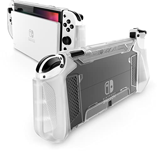 Mumba Coque pour Nintendo Switch OLED 2021 [Série Blade] Case Dockable Protection Ergonomique Poignée TPU Étui NS Oled Compatible avec Nintendo Switch OLED et Manettes Joy-Con (Transparent)