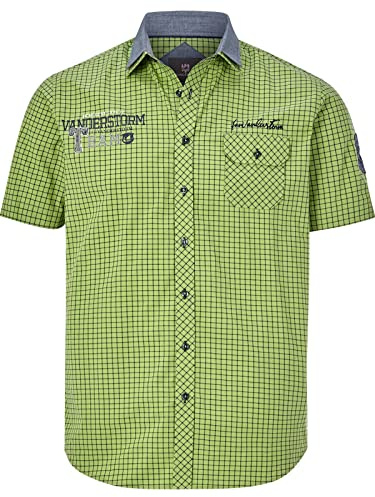 Jan Vanderstorm Herren Kurzarmhemd Rutger | Karomuster Hemd kurzarm, 100% Baumwolle, große Größen L–7XL, sportliche Brust- und Armapplikationen