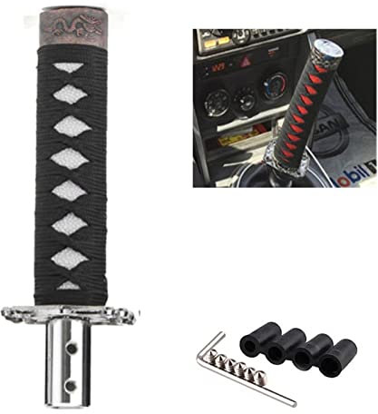 TOTMOX Sword Katana Shift Knob, Universal Catchers Gear Auto Short Shift Knob para autos manuales y autos de transmisión automática, negro + blanco