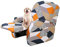 Lydevo Stretchhusse für Relaxsessel Stretch Sesselbezug Relaxsessel Sesselschoner für Relaxsessel 4-Teilig Set mit Seitentasche rutschfest Waschbar Recliner Cover,Orangen Geometrie
