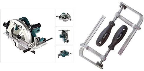 Makita HS0600 Handkreissäge 97 mm & 194385-5 Schraubzwinge 1 Paar (2 Stück), Silber, 5 x 160 mm