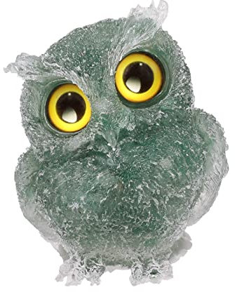Nupuyai Grüner Aventurin Stein Eule Figur Deko, 6 cm kleine Kristall Eule Stein Statue, Heilstein Eulen Geschenke für Frauen, Harz Vögel Tier Figur Hexe Haus Garten Dekoration