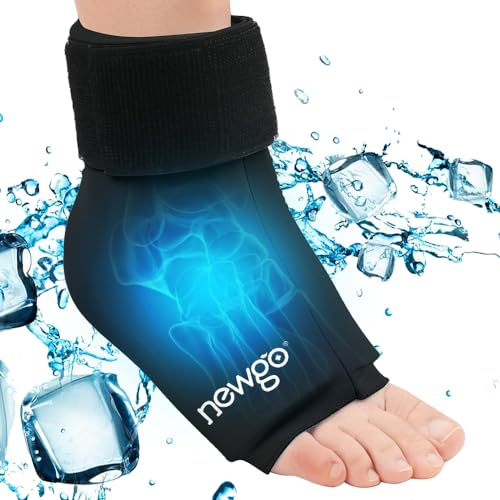 NEWGO Kühlmanschette Fuß Kühlsocken Kühlpads Fußgelenk Kühlbandage Knöchel Sprunggelenkbandage Kältetherapie Fußknöchel Rheuma Chemotherapie Knöchelschmerzen Fußgelenkbandage Knöchelbandage OneSize
