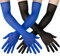 Luwint Lange Handschuhe aus feinem Netz, 53,3 cm, Over-Ellenbogen-Tüll-Handschuhe, Opera, Halloween, Abschlussball, dehnbare lange durchsichtige Handschuhe, Schwarz/Blau, Over Elbow