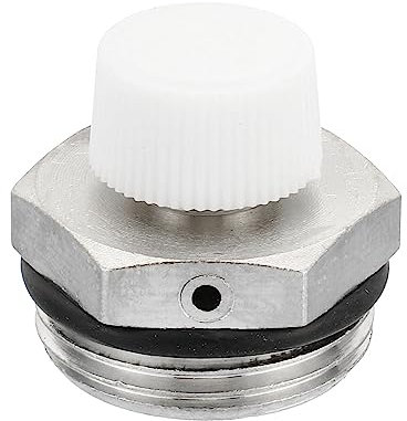 PATIKIL 3/4 BSP Male Thread Manual Radiator Air Vent Valve, Nickel Plated Brass Plug Valve No Need Key for Radiator Heater, Silver White