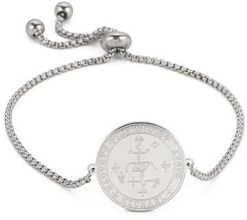 EUEAVAN Siegel des 7. Erzengels Michael Armband für Frauen Siegel der sieben Erzengel Talisman Saint Michael Edelstahl Amulett Heidnischer Schmuck (Erzengel Silber)