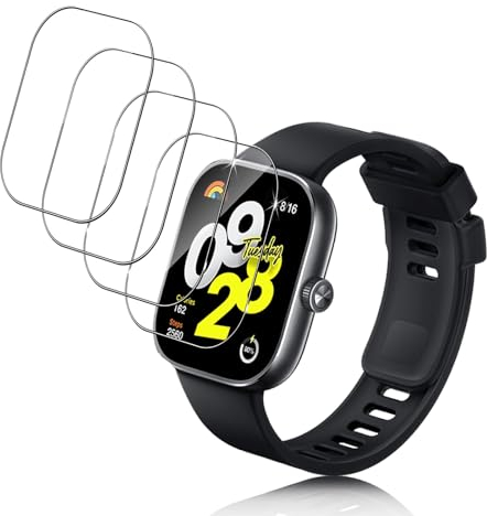 Yenwen Protector de Pantalla para Xiaomi Redmi Watch 4 Cristal, Dureza 9H Película Vidrio Templado, Anti-arañazos Protector de Pantalla de Cristal Templado - 4 Piezas