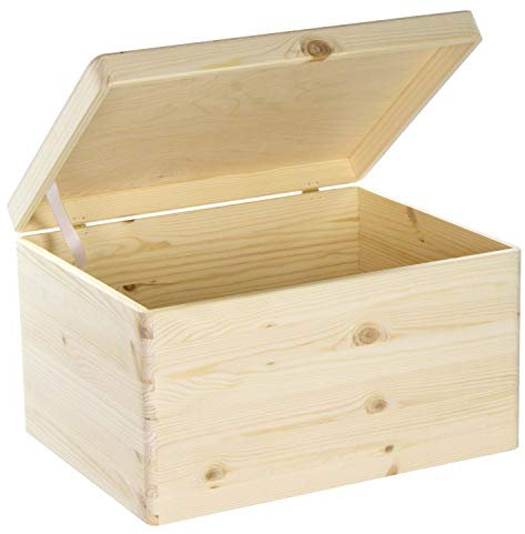 LAUBLUST Boîte en bois avec couvercle – env. 40 x 30 x 24 cm | Naturel – Boîte de rangement polyvalente | Boîte pour décoration et bricolage, Coffret cadeau, FSC®