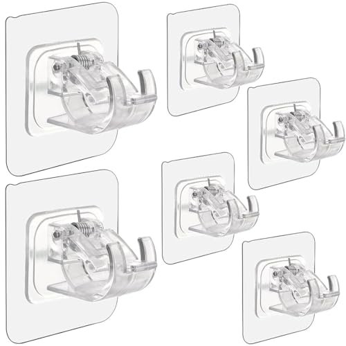 GGUFAY 6 Stück Selbstklebende Gardinenstangen, Wand Halterungen Handtuch Befestigung Stangen Halter Vorhänge Haken