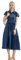 Jeanskleid Damen Sommer Kurzarm Blusenkleid Elegantes A-Linie Hemdkleid Sommerkleid mit Taschen Knopfleiste Tiefblau XL