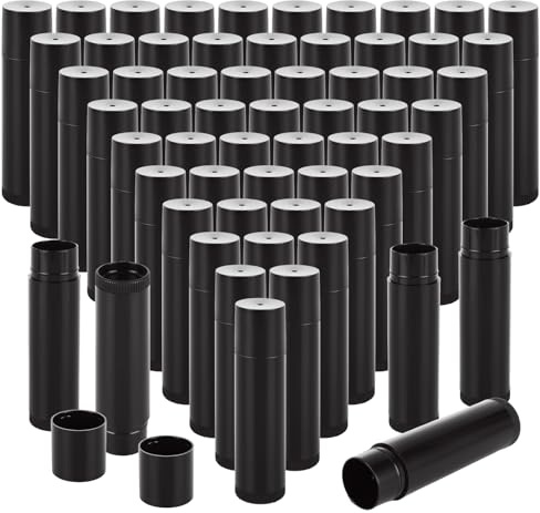 ZUQIAN 100 Pack Empty Lip Balm Tubes, 5ml/5g Plastic Lipsticks Filling Containers, Lip Balm Tube with Caps for Women Girl DIY Handmade Chapstick, Lipsticks, Black