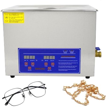 DOZPAL Ultrasonic Cleaning Kit - Stainless Steel Cleaner for Professional Tool Jewelry Glasses Watch Retainer Denture Parts Cleaning - Ultrasonic Cleaner Heater & Timer,1.3L