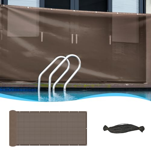 XUSKY 5ft x 50ft Vinyl Coated Fence Privacy Screen - Chain Link Fence Mesh – Shade Fabric Outdoor Privacy Screen for Garden, Backyard, Pool – Heavy-Duty Privacy Screen for Fence with Ropes (Brown)