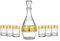 Joseph Sedgh Collection Greek Key Decanter and Shot Glass Set of 7 – 16.9 oz Decanter, 2 oz Shot Glasses. Ideal for Tequila, Vodka, Aperitif. Dishwasher Safe Premium European Grade Glassware