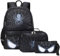 OctSky Kinder-Rucksack für Schule, Mädchen, Jungen, Rucksack mit Lunchbox-Set, Grundschule, Schultasche, Rucksack für Teenager, Spinne, Schwarz, 3 Stück