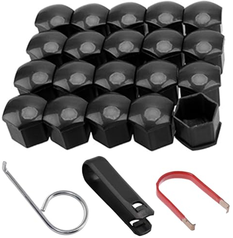 20 x Radmutterkappen 21mm, Abdeckkappen für Radschrauben, für Schrauben, Radmuttern Kappen, Kappen für Radschrauben, Schrauben Abdeckkappen Schwarz mit Entfernung Werkzeug für Autos (21mm)