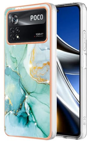 nancencen Hülle Kompatibel mit Xiaomi Poco X4 Pro 5G, Soft TPU Ultra Dünne Stoßfest und Anti Fingerabdruck Kameraschutz,Klar Silikon Bumper, Anti Kratzer Schutzhülle, Grün