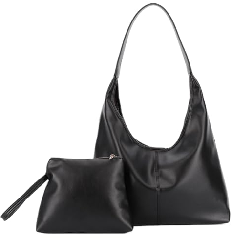 TIAASTAP Einfarbig Handtasche Damen Groß Tote Bag Hobo Bag Handbags Shoulder Bag Vintage Y2K Schultertasche Uni Tasche Tragetasche Gross Umhängetasche Beuteltasche mit kleiner Geldbörse