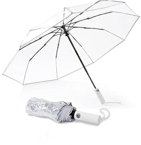Defresit Clear Umbrellas for Wedding, 38.6'' Folding Transparent Umbrella, Compact Travel Umbrella, Portable Folding Umbrellas for Woman Men Bride Bridesmaid Party