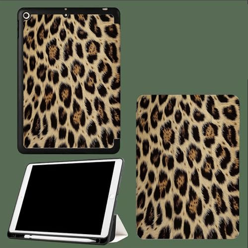 Leopard Hülle für iPad 6. Generation Hülle/iPad 5. Generation Hülle, iPad 9,7 Zoll Hülle (2018/2017), Ultra Dünnes Smart Case Cover, Auto Schlaf-/Aufwachfunktion Tier