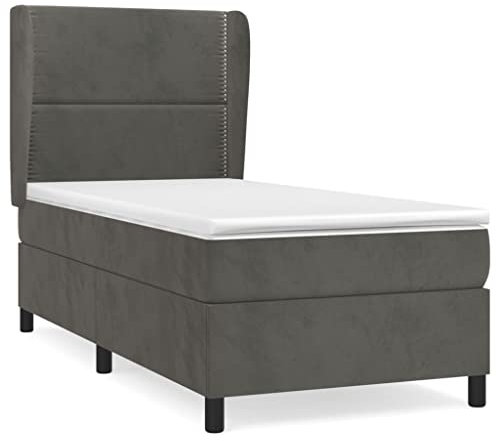 HEFZGDB Boxspringbett mit Matratze Dunkelgrau 80x200 cm Samt Bette Bettgestell Bed Frame Familienbett für Gästezimmer Herberge Schlafzimmer Wohnbereich