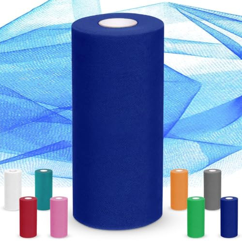 Ruioomeep Tüll 30cmx92M, Tüllstoff Hochzeitsdekoration Tüllband, Organza Stoff, Tüll Meterware Für DIY-Handwerk Pom Pom Handwerk Bögen Party Dekoration Geschenke (Dunkelblau)