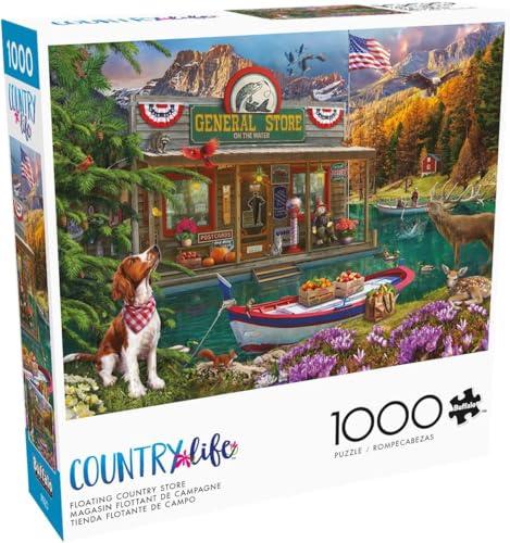 Buffalo Games Lena – Country Life – Floating Country Store – 1000-teiliges Puzzle für Erwachsene – herausforderndes Puzzle perfekt für Spieleabende – Fertige Größe ist 26,75 x 19,75 cm