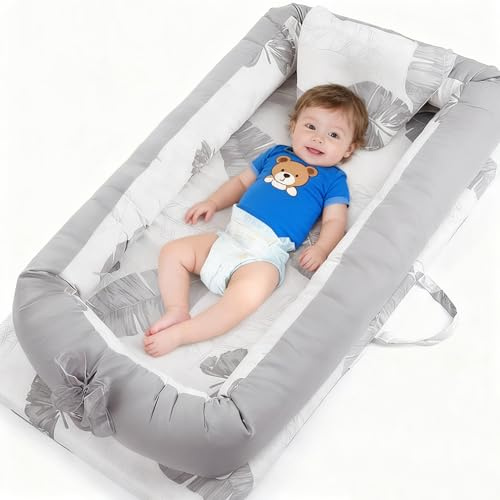 Babynest aus Baumwolle, Babyliege für 0-12 Monate Jungen Mädchen, Babygeschenke, Babynest Pod für Neugeborene, Baby Essentials für Neugeborene