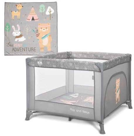 Lorelli Reiselaufstall Play`n Relax Matratze, Tragetasche, seitliche Öffnung, Farbe:grau