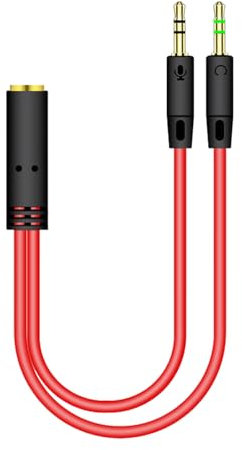 Divisor De Audio para Auriculares - Doble Macho 3.5mm, Cable De Micrófono, Adaptador Aux Y | Divisor con Señal Clara, Adaptador para PC Y Teléfono con Entrada De Sonido (PVC)