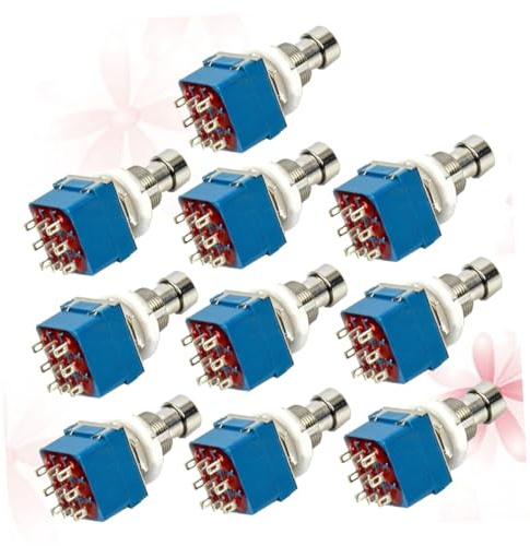 Parliky 10 Stück Gitarren Effekt Pedal Schalter True Bypass Stompbox Fußschalter Blau für Vintage Effektgeräte und Unbuffered Signalführung