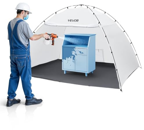 VEVOR Cabina de Pintura Portátil, Área de Trabajo 293 x 230 x 188 cm, Impermeable, con Suelo Integrado y Puerta Enrollable para Armarios, Sillas y Mesas, Tela Oxford 210D, para Proyectos Fluidos